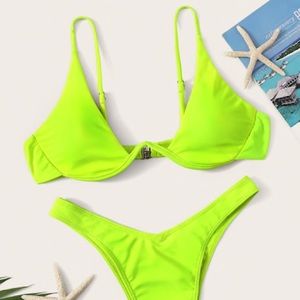 Underwire Top With High Leg Bikini Set